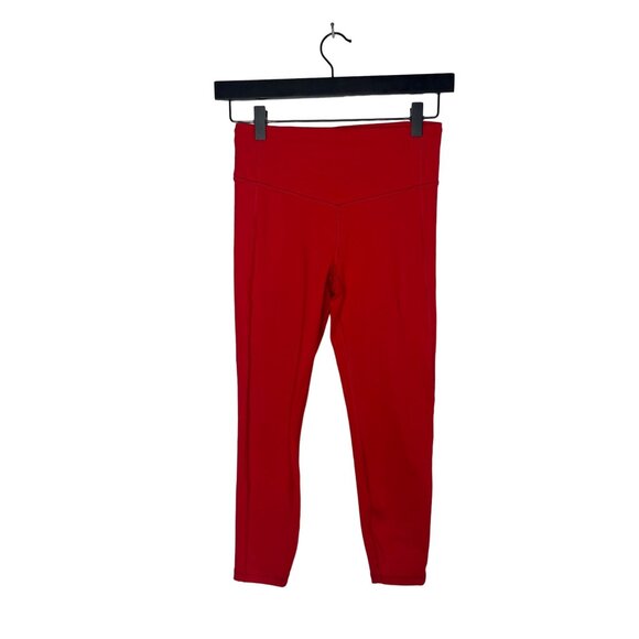 GapFit Blackout Red Cropped Leggings XS Petite Activewear - Picture 1 of 13